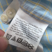 Chemise Eddie Bauer L USA Bleu Jaune Carreaux 100% Coton Manches Longues
