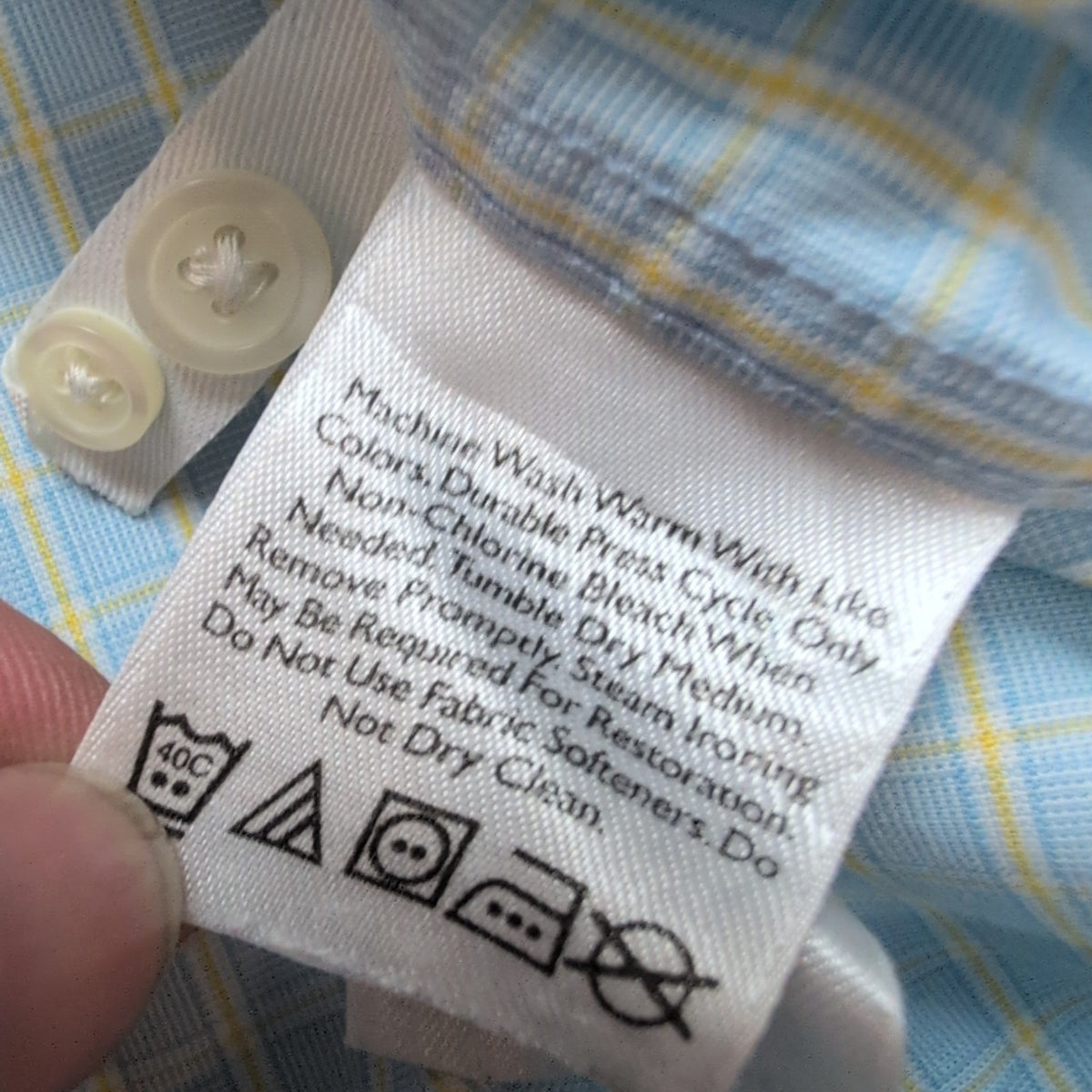 Chemise Eddie Bauer L USA Bleu Jaune Carreaux 100% Coton Manches Longues