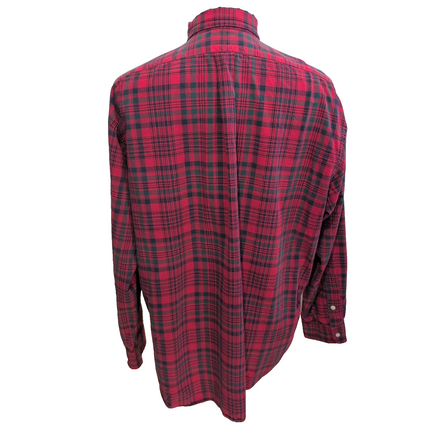 Chemise Ralph Lauren Big Shirt XL carreaux rouge noir logo marine manches longue