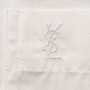 Chemise YVES SAINT LAURENT Blanc Uni Taille 39 M/L Logo Brodé Manches Longues