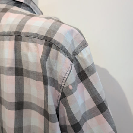 Chemise Lee stretch rose pâle et grise à carreaux poche manches courtes T. XXL
