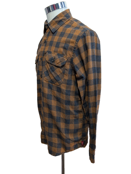 CHEMISE FLANELLE WRANGLER M MARRON NOIR Carreaux Workwear Poche Stylo