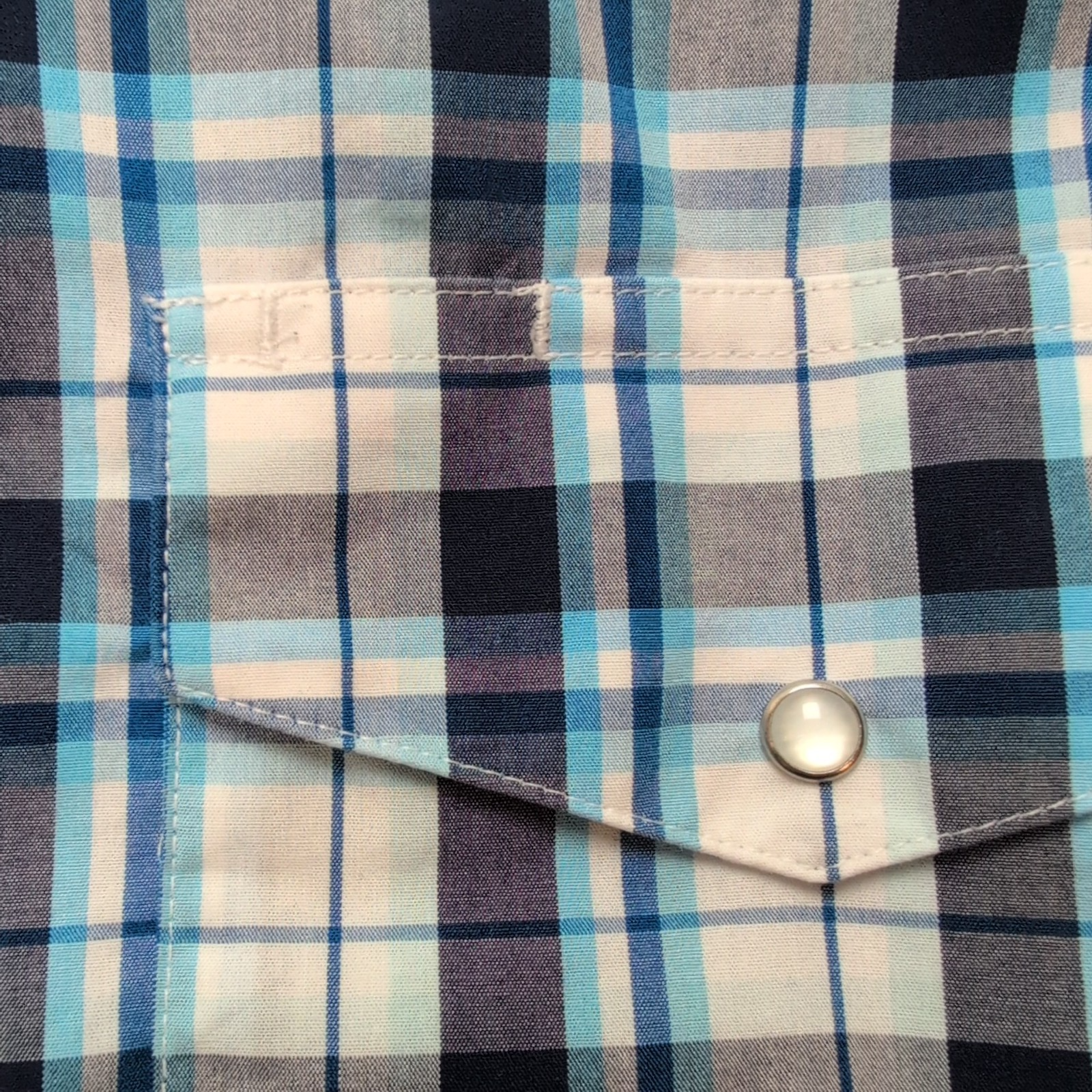 Chemise Wrangler Western Manches Longues Bleu et Blanc Taille L