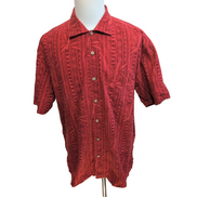 Chemise Hawaïenne Batik Bay XL Rouge Géométrique Bambou 100% Coton
