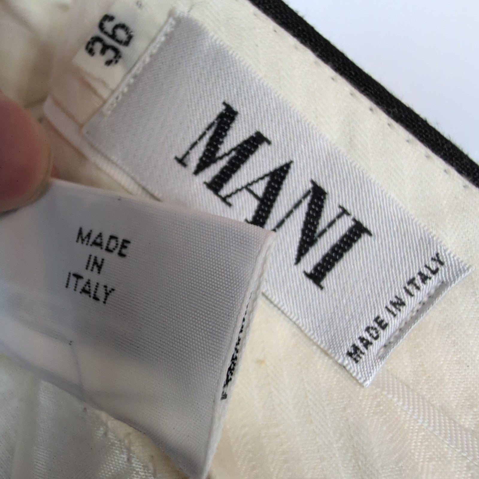 Pantalon Mani 100% Lin Noir Chino à Pinces Made in Italy Neuf W36