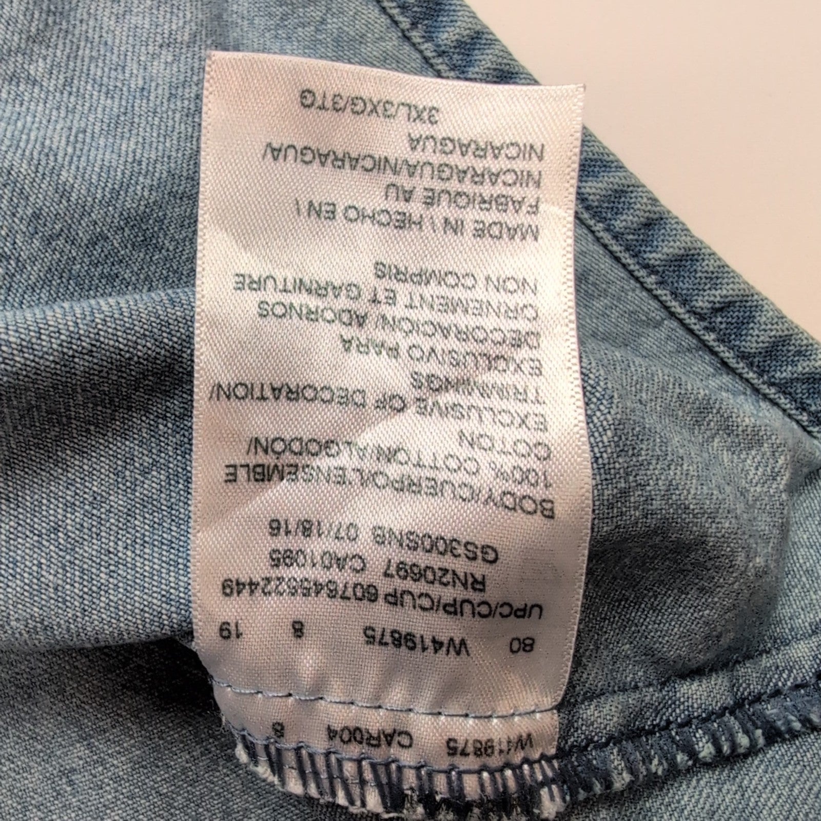 Chemise Dickies 3XL Jean Bleu Logo Workwear Vintage Manches Courtes