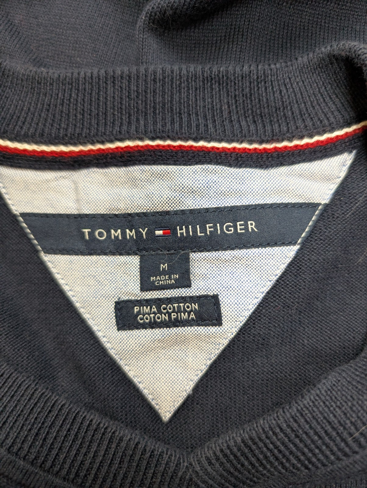 Pull Sans Manche TOMMY HILFIGER 100% PIMA COTTON Bleu Marine Taille M Neuf
