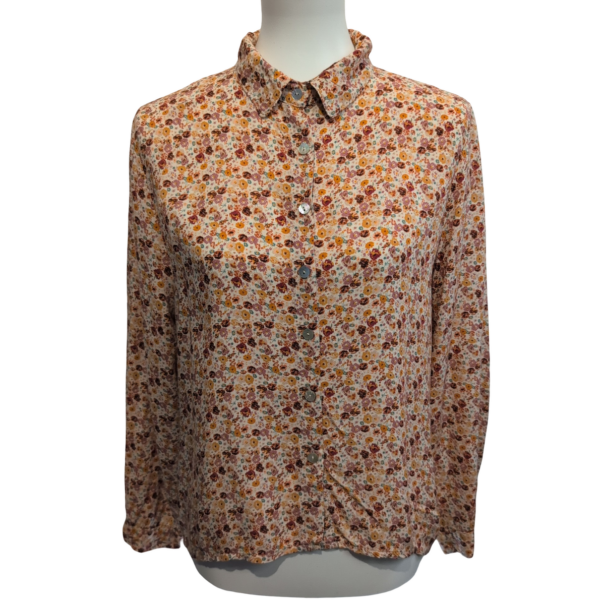 Chemise Femme 3 Étoiles M Fleurie Made in Italy Boutons Nacrés