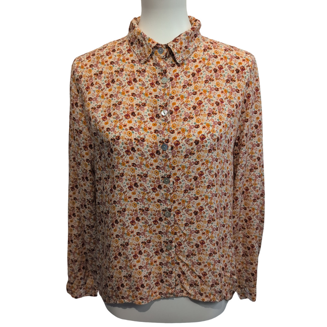 Chemise Femme 3 Étoiles M Fleurie Made in Italy Boutons Nacrés