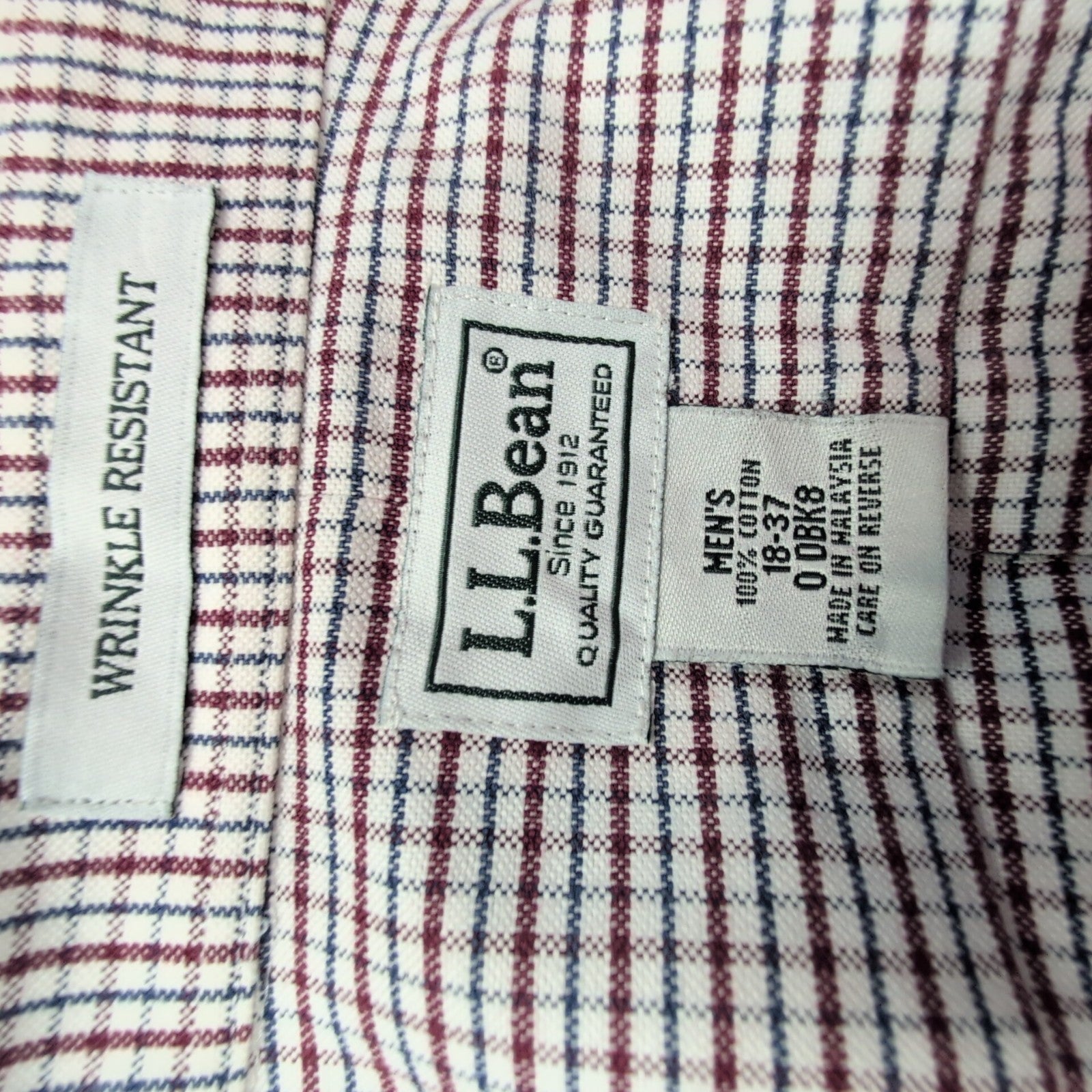 Chemise L.L. Bean rouge à petits carreaux taille XXL #82e