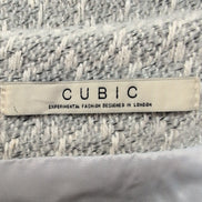 Mini Jupe Femme M Cubic Gris Blanc Doublée Chaude Neuve Sans Étiquette