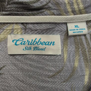 Chemise hawaïenne Caribbean XL grise feuillage 55% soie 45% rayonne