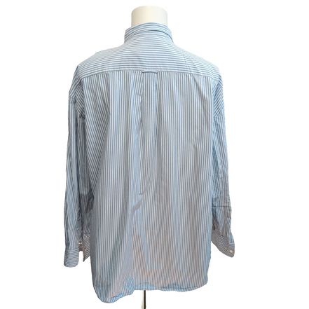 Chemise Nautica 2XL Bleu Rayures 100% Coton Logo Brodé Poche manches longues