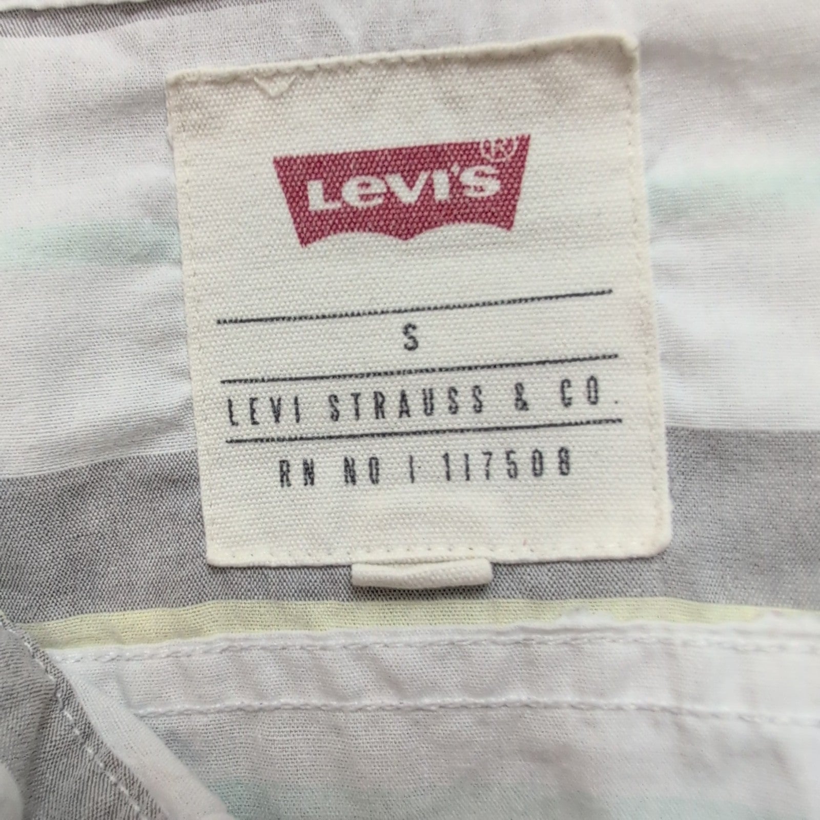 Chemise LEVI'S Homme S Blanche et Grise à Rayures Jaunes Manches Courtes