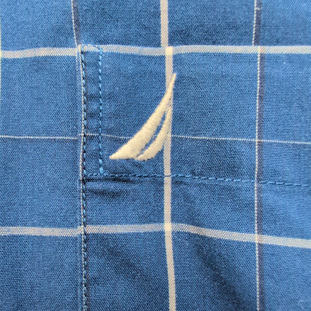 Nautica chemise bleu carreaux blancs logo brodé taille XXL 100% coton