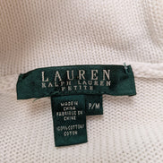 Pull LAUREN Ralph Lauren femme M blanc pur col montant bouton bijou coton