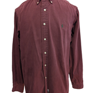 CHEMISE Ralph Lauren homme L Bordeaux uni chaude épaisse logo 🍷