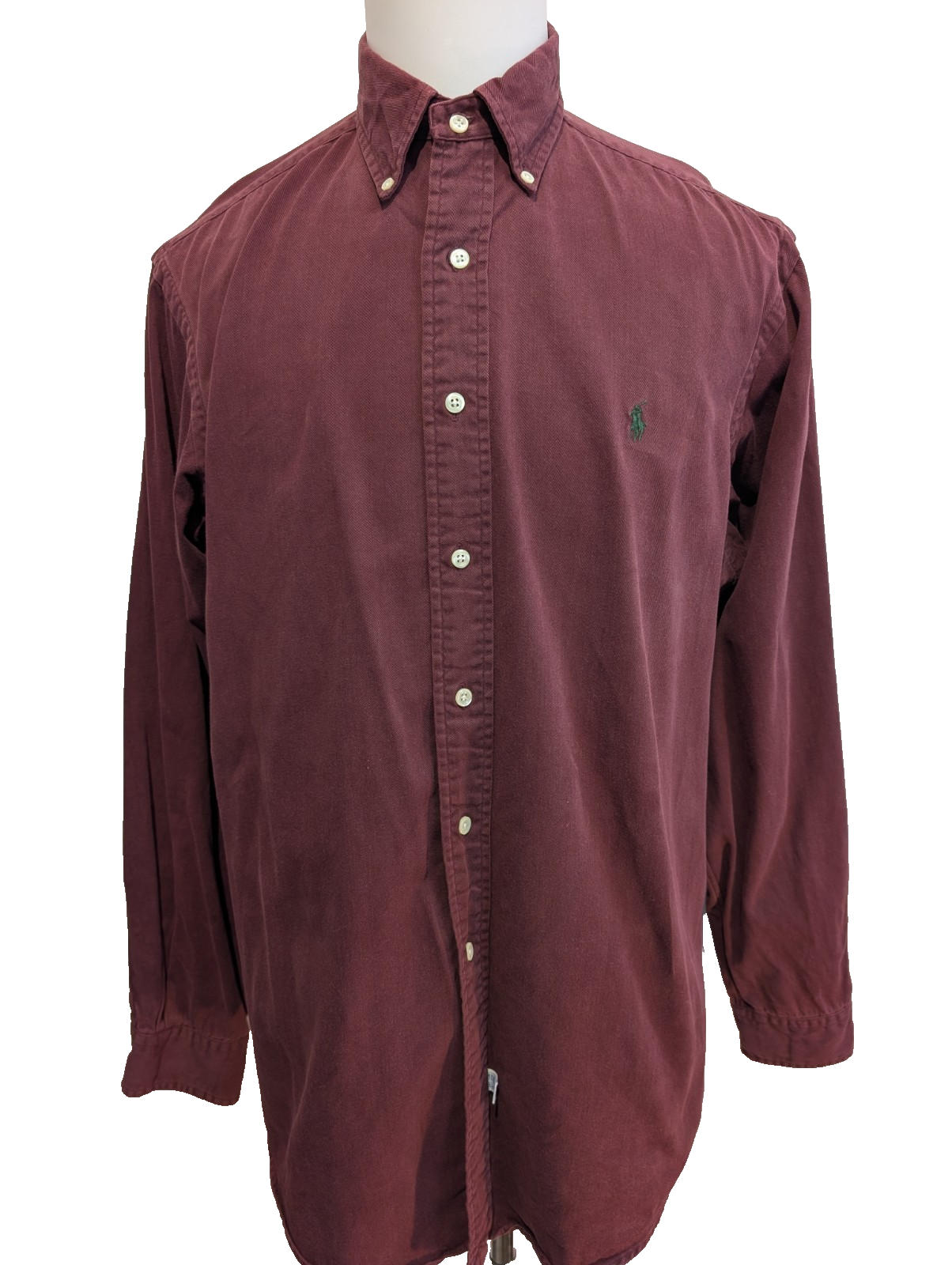 CHEMISE Ralph Lauren homme L Bordeaux uni chaude épaisse logo 🍷