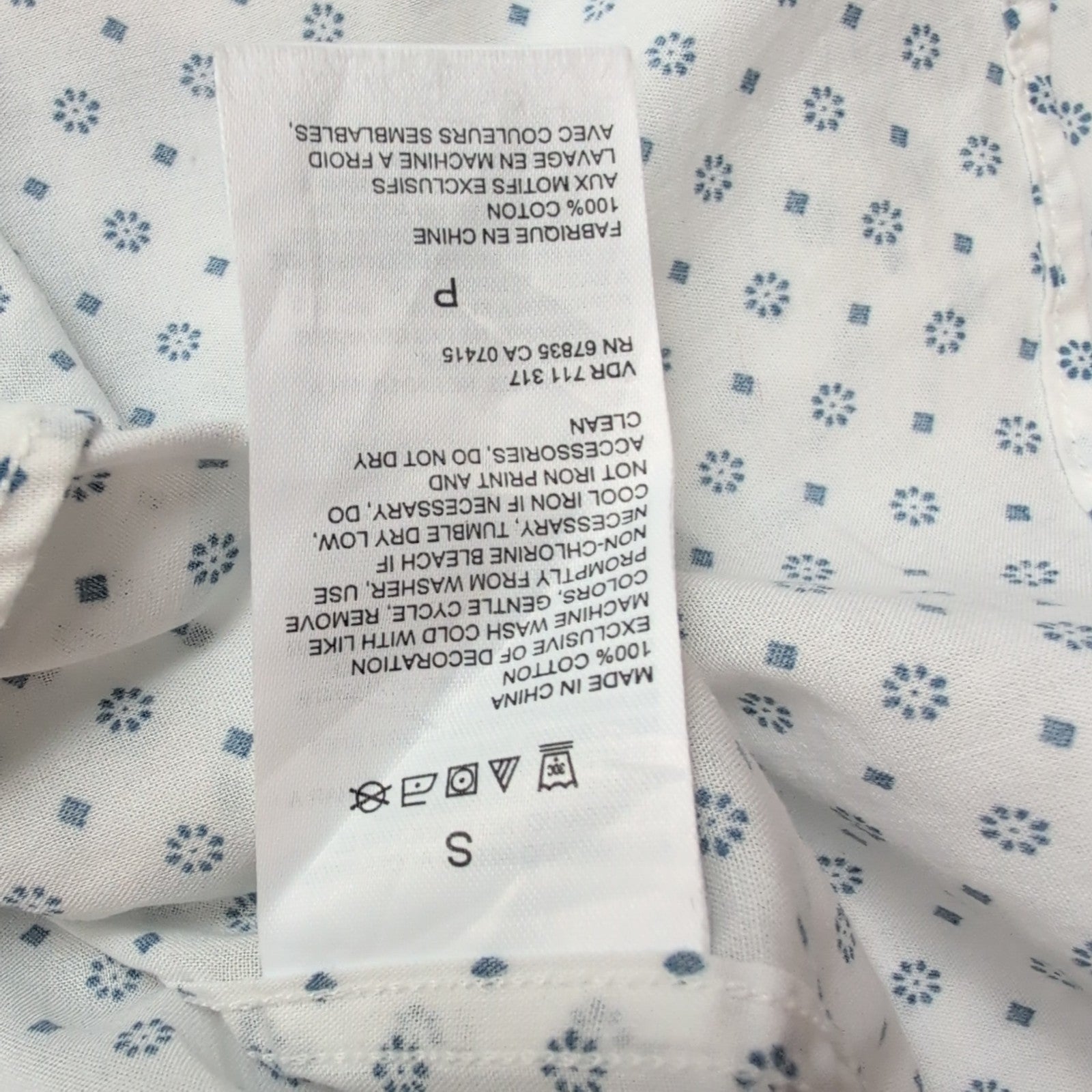 Chemise Nautica blanche motifs marguerites manches longues 1 poche L