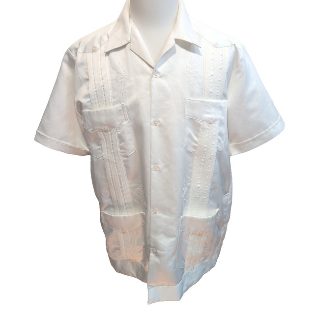 Chemise Hawaïenne Scorpio USA L Gris Satiné 4 Poches Panama Brodée