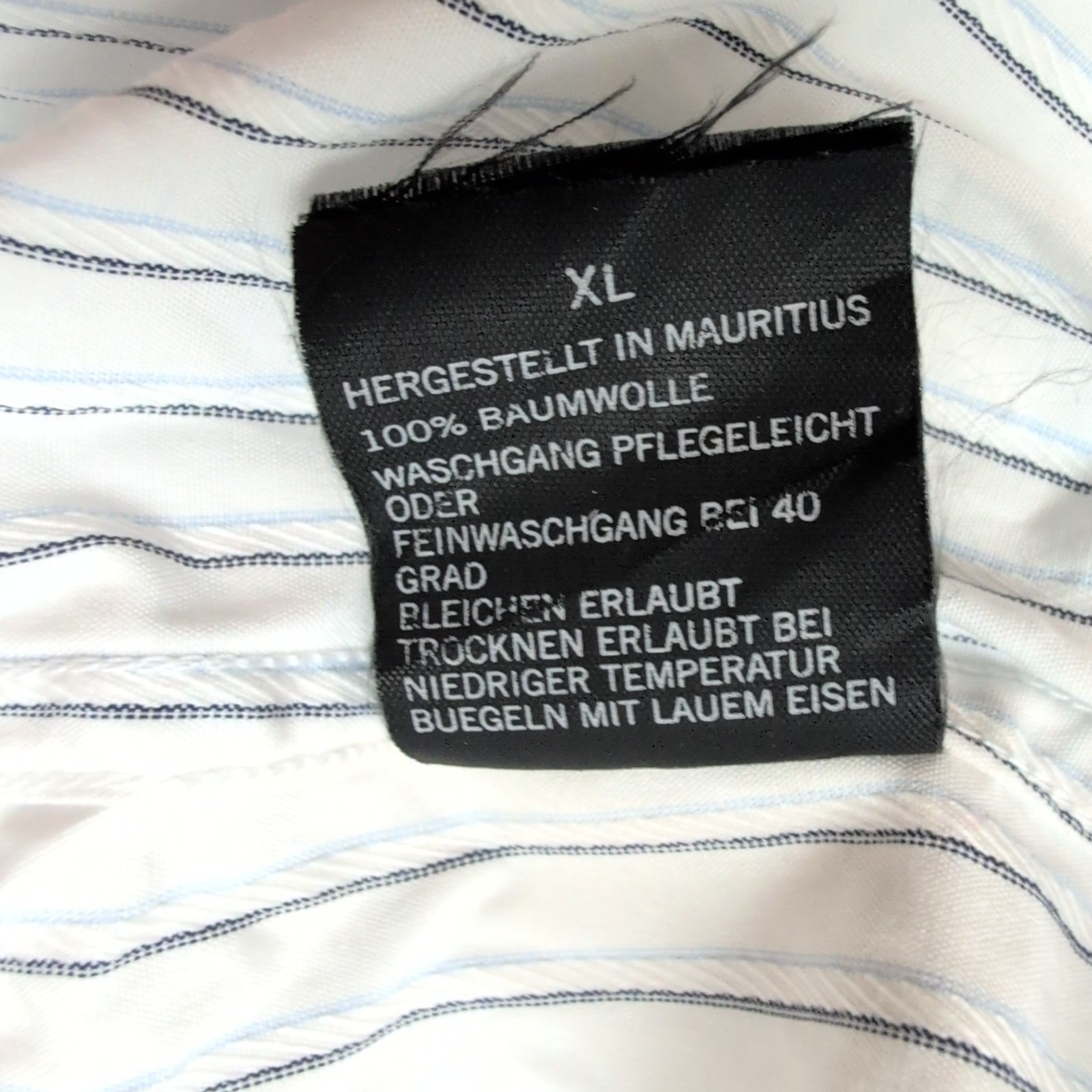 Chemise Nautica Taille XL Blanche Rayures Bleues 100% Coton Manches Longues