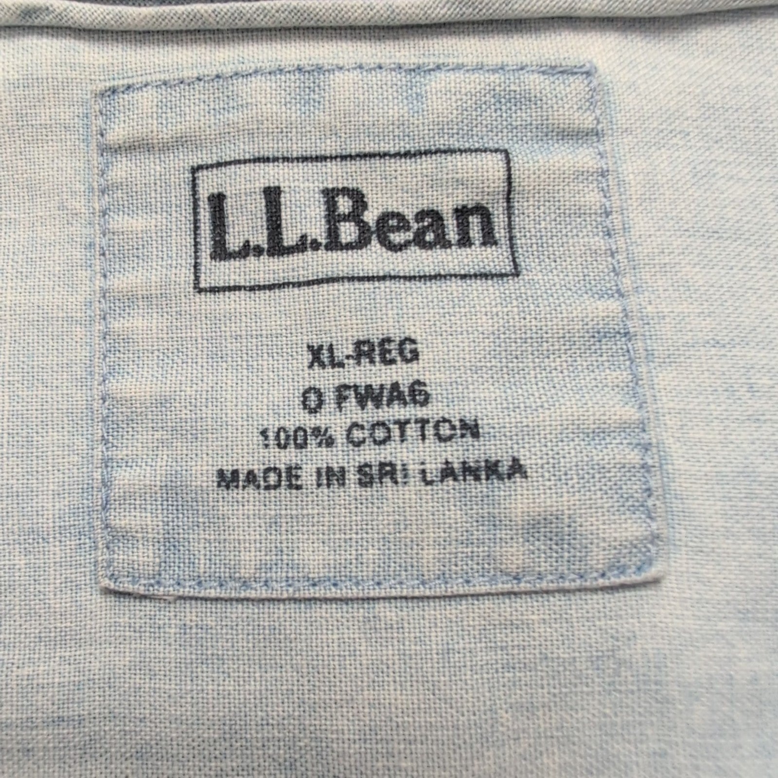 Chemise L.L. BEAN Homme XL Bleu Clair Effet Jean Manches Courtes Poche