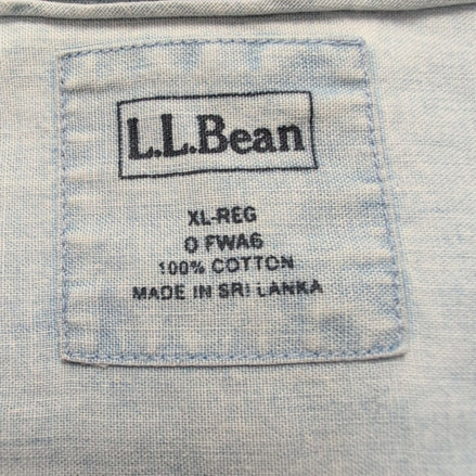 Chemise L.L. BEAN Homme XL Bleu Clair Effet Jean Manches Courtes Poche