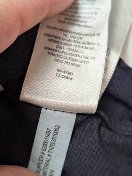 CHEMISE Ralph Lauren Homme S SLIM FIT Bleu Marine Uni Logo Rouge Classique