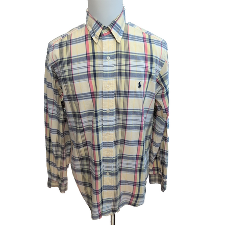 Chemise Ralph Lauren Classic Fit L Carreaux Jaune Bleu Rouge manches longues