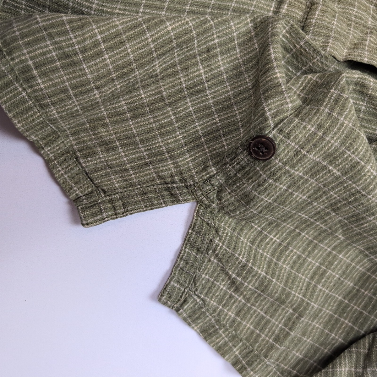 Chemise Patagonia L Verte Carreaux Chanvre Coton Organique Manches Courtes