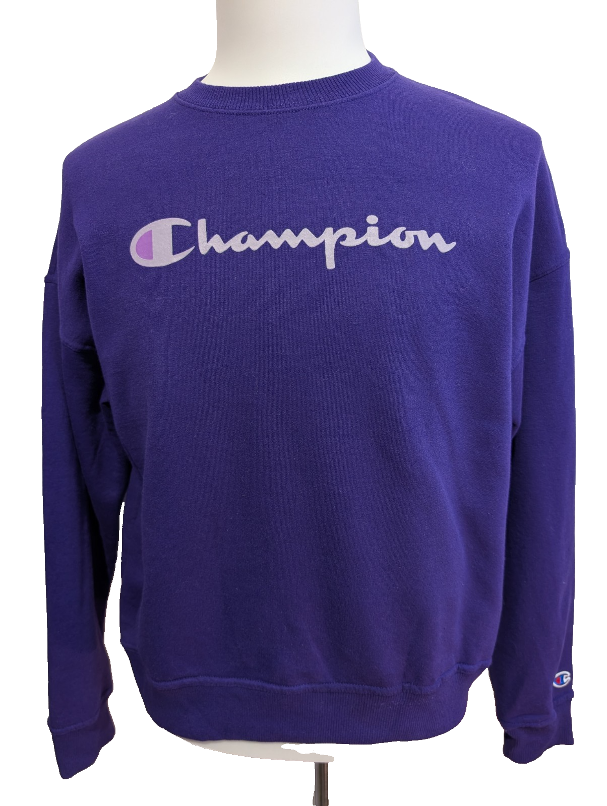 Sweat Champion Grand Logo Sérigraphié Violet Taille M