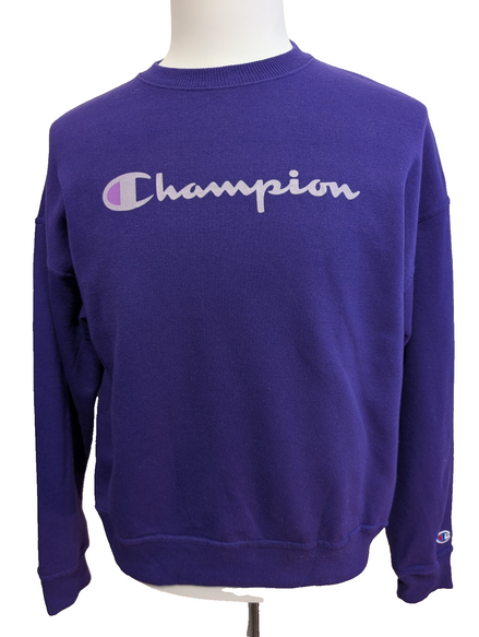 Sweat Champion Grand Logo Sérigraphié Violet Taille M