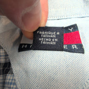 Chemise manches courtes Tommy Hilfiger bleue à carreaux taille L homme 1 poche