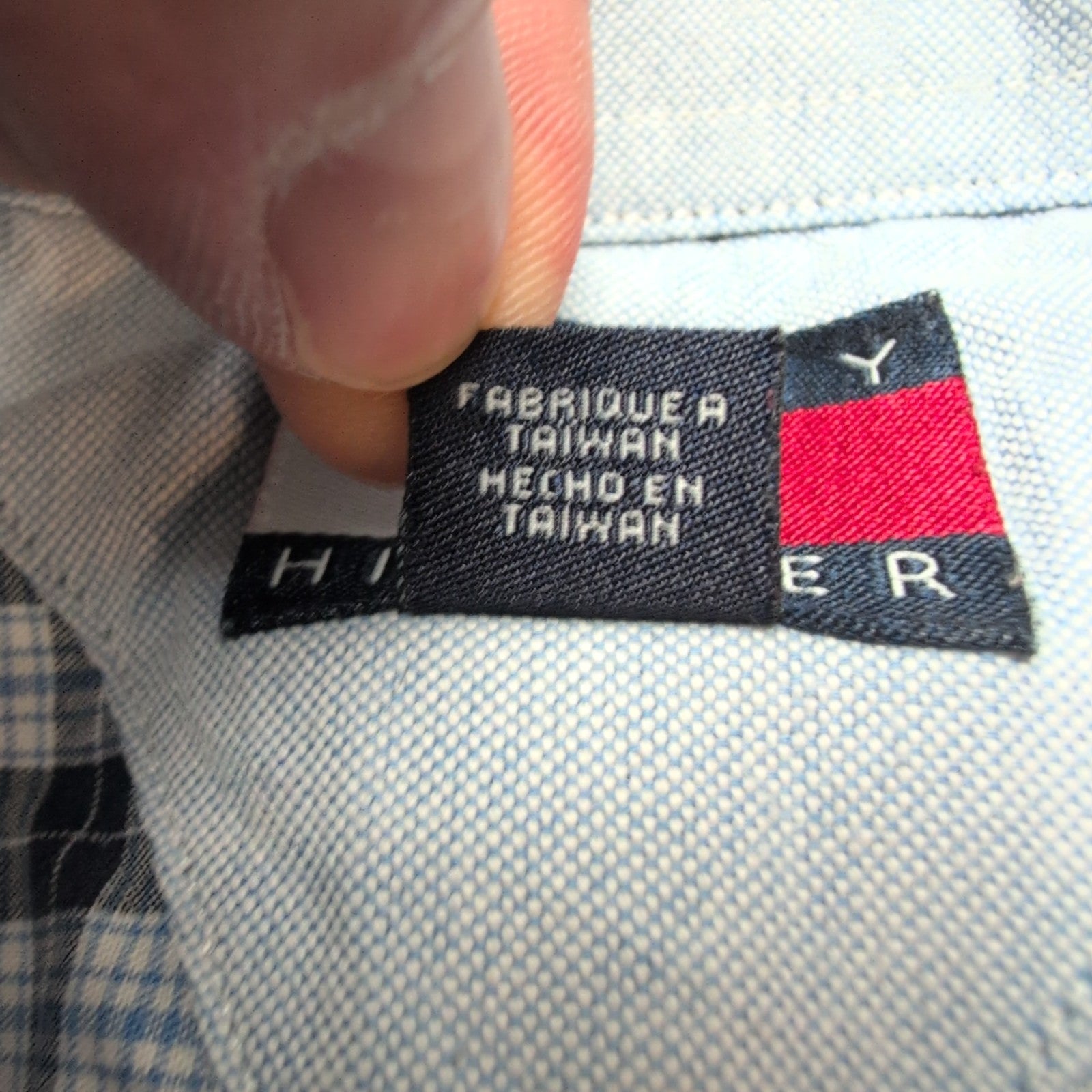Chemise manches courtes Tommy Hilfiger bleue à carreaux taille L homme 1 poche