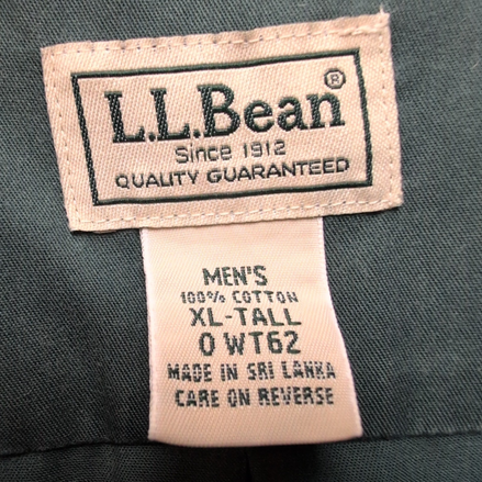 Chemise L.L. BEAN Homme XL Tall Vert Foncé Manches Courtes Poche Wrinkle