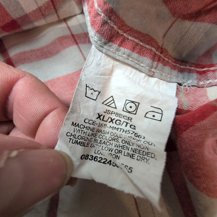 Chemise Wrangler Manches Courtes Rouge et Blanche à Carreaux à Poches Taille XL