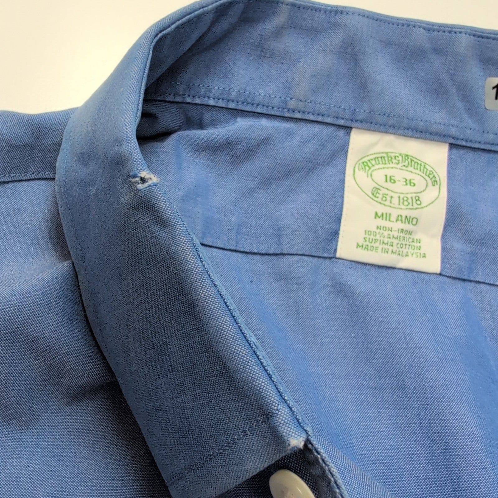 Chemise Brooks Brothers Milano L Bleu Supima Coton Manches Longues
