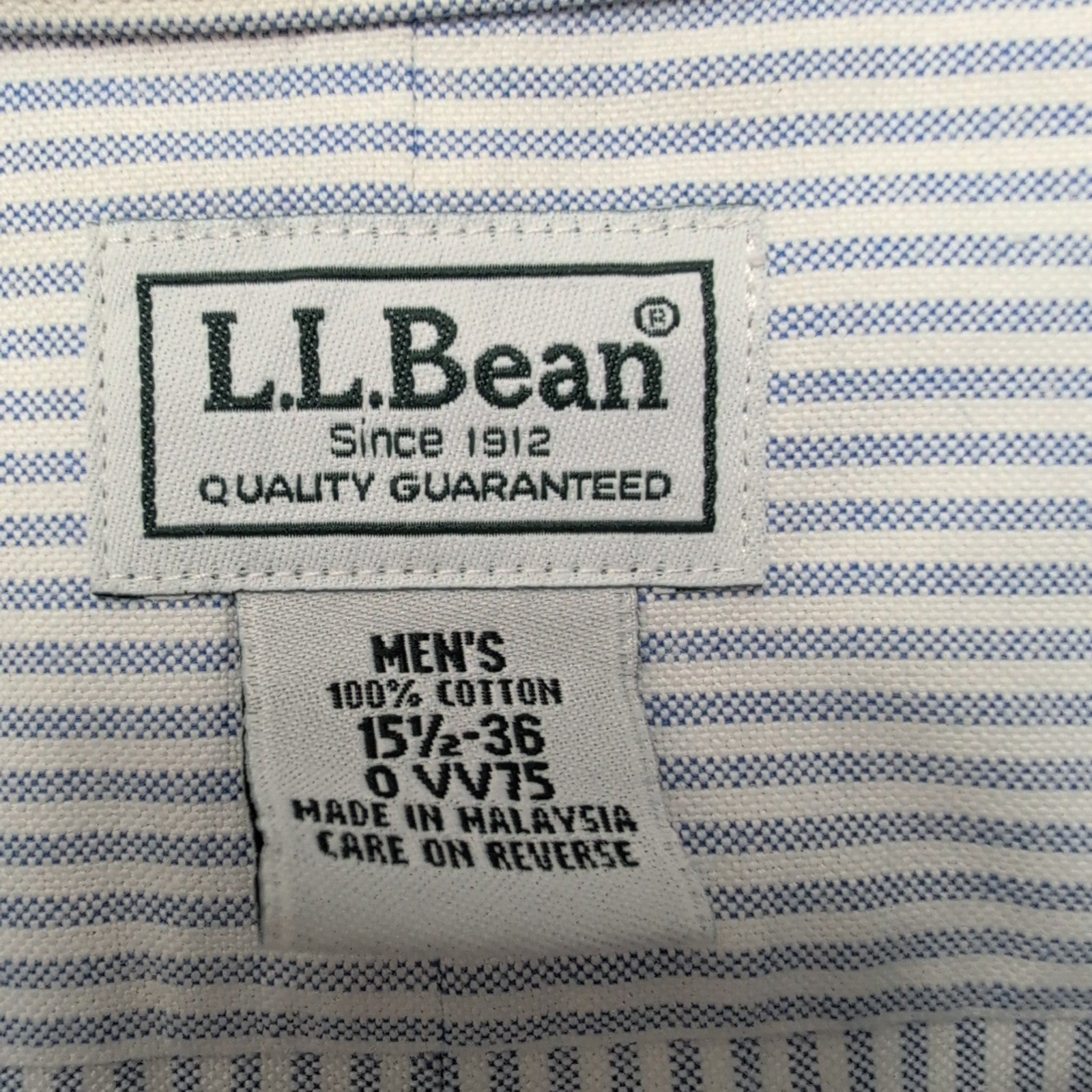 Chemise L.L. Bean Bleu à Rayures Wrinkle Resistant 1 Poche - Taille L