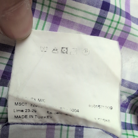 Chemise BURBERRY Violet Carreaux Taille L 100% Coton Logo Brodé manches courtes