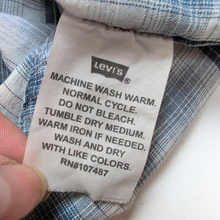 Chemise LEVI'S Homme XL Gris Anthracite à Carreaux Boutons Pression Translucides