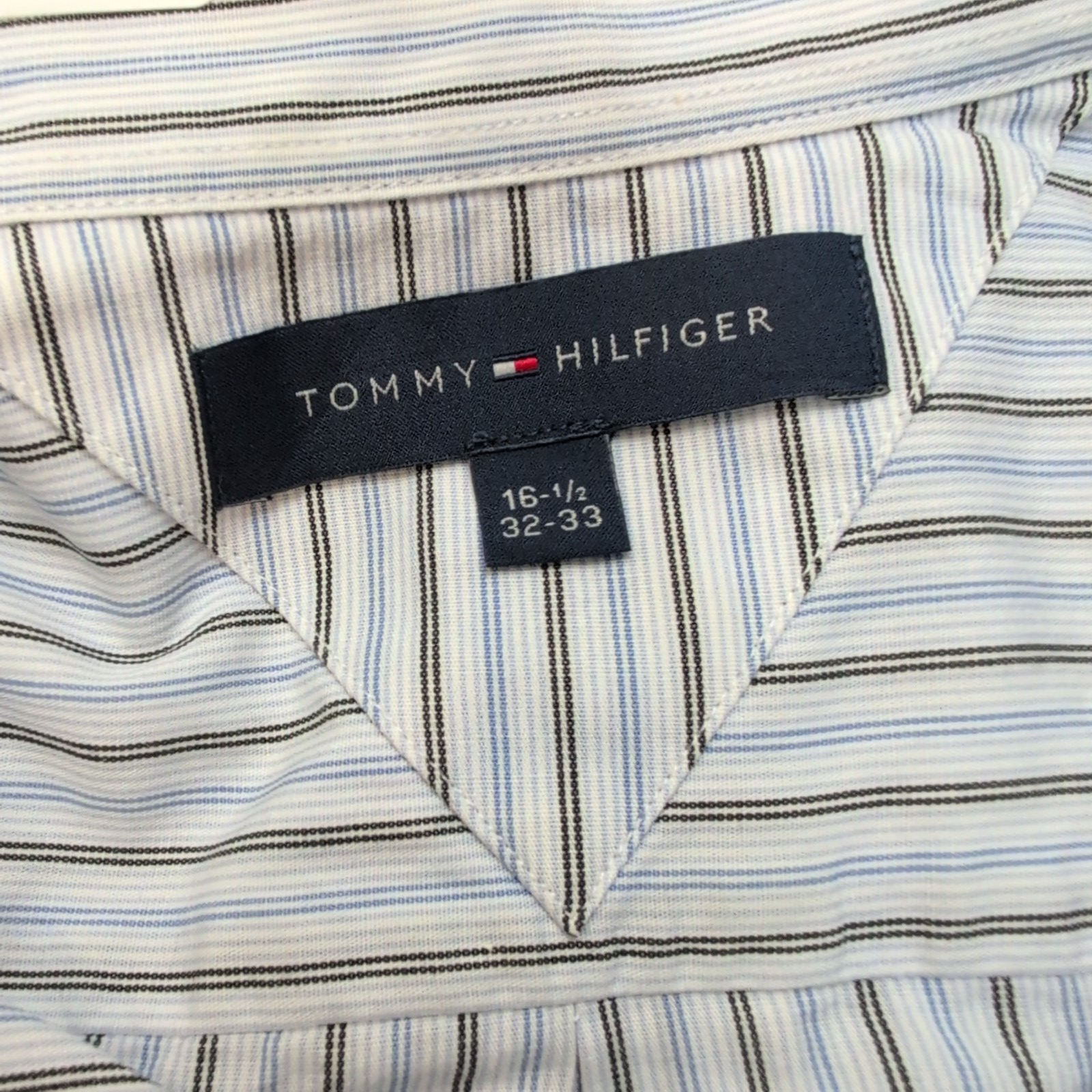 Chemise Tommy Hilfiger Rayures Bleues et Noires Manches Longues 1 Poche - T.L