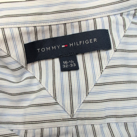 Chemise Tommy Hilfiger Rayures Bleues et Noires Manches Longues 1 Poche - T.L