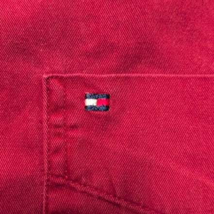 Chemise Tommy Hilfiger Rouge XLTG Made in Laos Logo Brodé Coton Poche