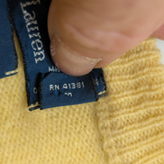 Pull Polo Ralph Lauren Jaune Logo Bleu Marine - 100% Laine d'Agneau S/M (ajusté)