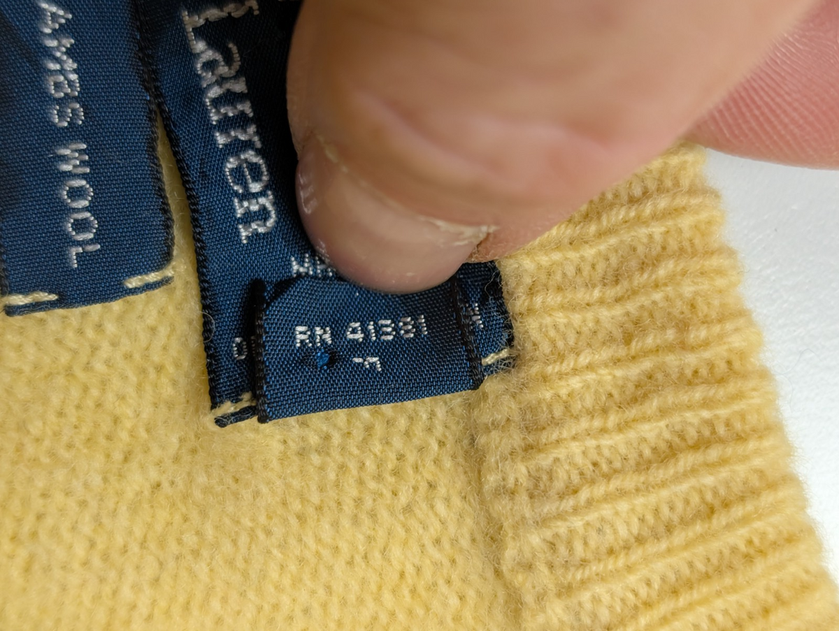 Pull Polo Ralph Lauren Jaune Logo Bleu Marine - 100% Laine d'Agneau S/M (ajusté)