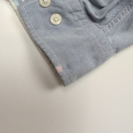 Chemise Pendleton L Bleu Uni Oxford 100% Coton Manches Longues