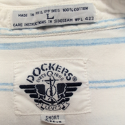 Chemise Dockers Blanche Rayures Manches Courtes Coton 2 Poches Taille L