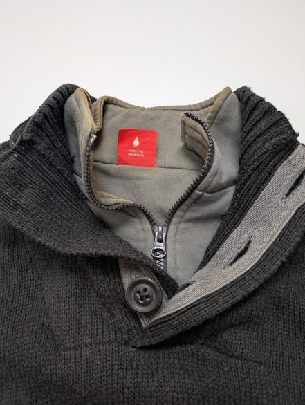 Pull Puma vintage noir double col zippé et boutonné Homme taille M