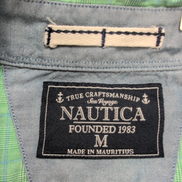 Chemise Nautica M Vert Carreaux 100% Coton Poche Logo Brodé Homme