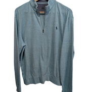 Pull Polo Ralph Lauren M turquoise coton Half Zip col zippé logo brodé